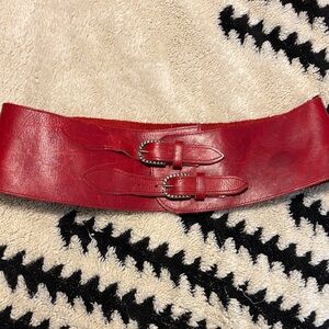 Elegant Red Leather Belt vintage